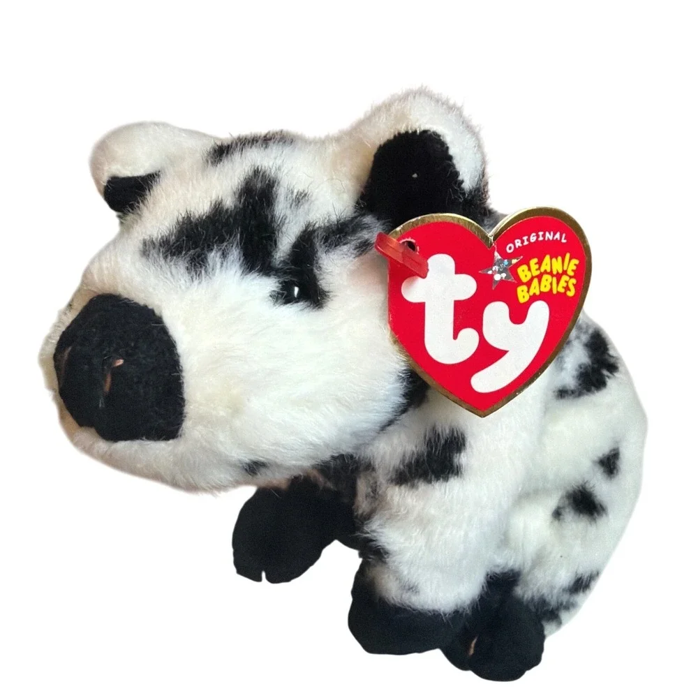 Ty Beanie Babies‎ Stubby the Pig Black White Spotted 2004 Plush Animal 40105